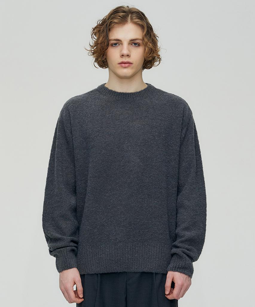 FINSDRUCK Wool Boucle Yarn Pullover (Ash Gray)