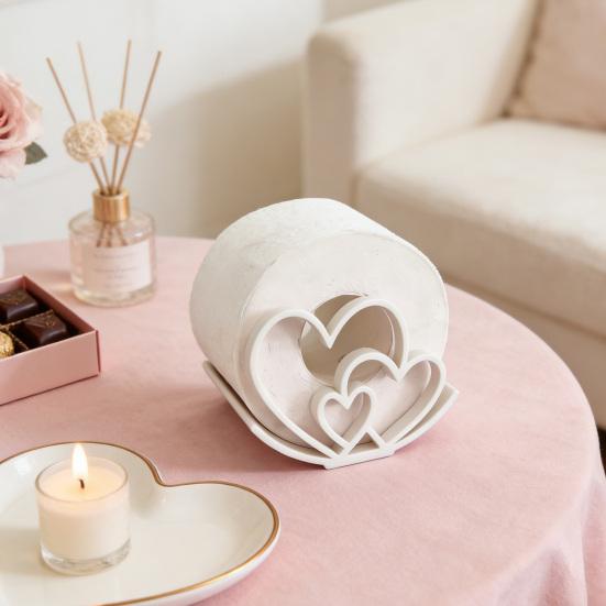 Heart Toilet Roll Holder 3D Printed Freestanding Toilet Paper Holder Cute Love Hearts Loo Roll Holder for Bathroom Valentine's Day Decor