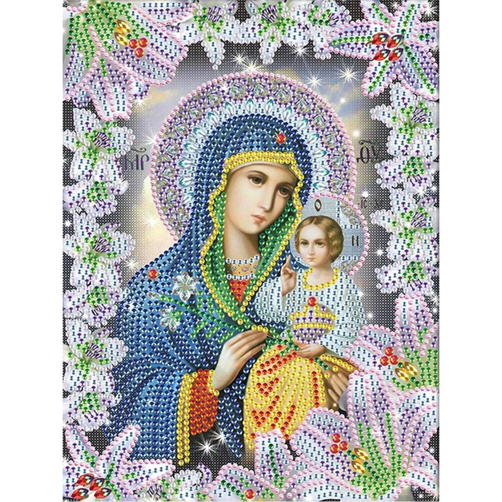 Religious Holding 5D Special Shaped Painting Embroidery Needlework Rhinestone Crystal Cross Craft Stitch Kit DIY