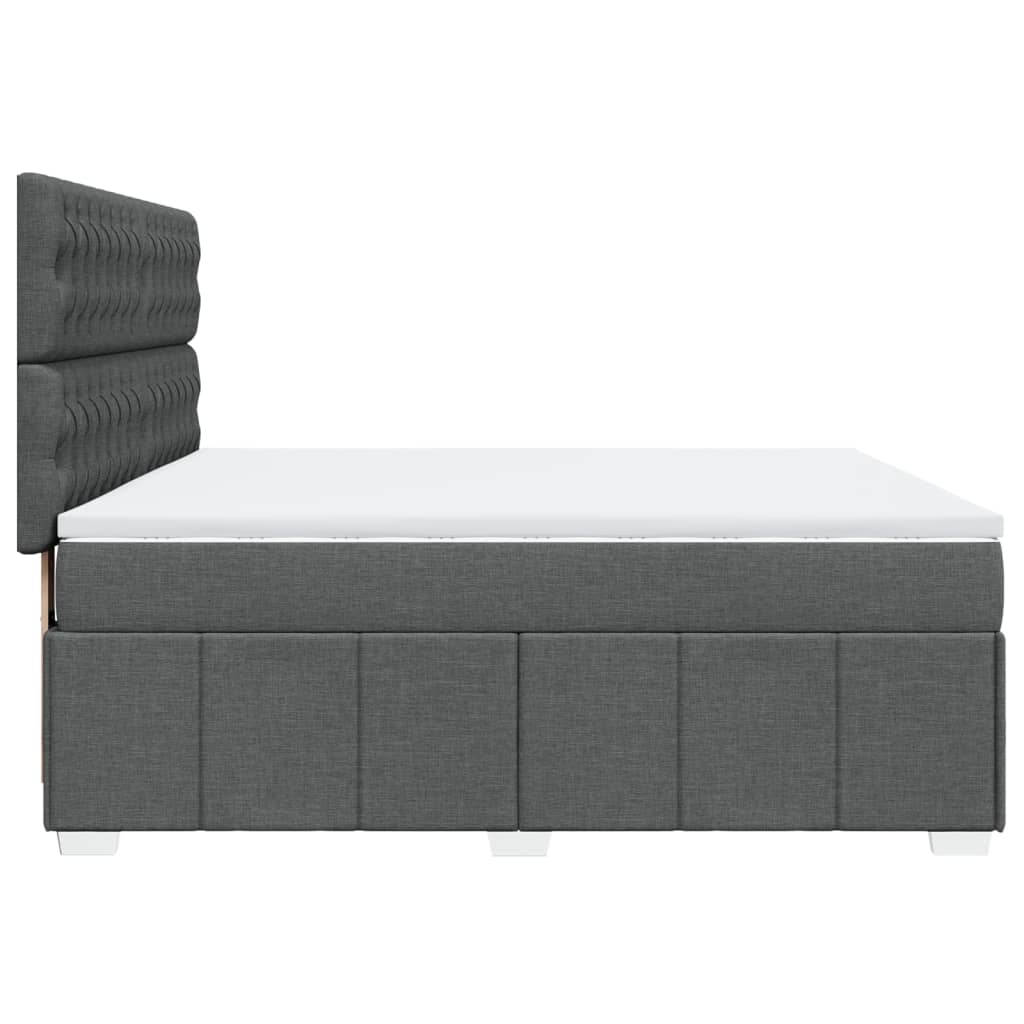 Box Spring Bed with Mattress Dark Grey 180 X 200 Cm Fabric
