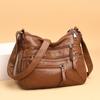 2024 Soft Leather Backpack for Middle-Aged and Elderly Women - Large Capacity Shoulder and Messenger Bag