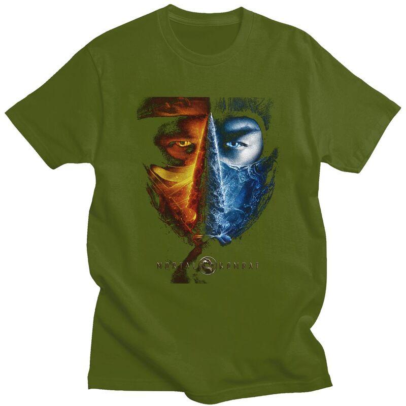 Anpassade Mortal Kombat Sub Zero Scorpion T-shirts för män Ren Bomull T-shirt Toppar Fighting Game T-shirt Kortärmad Casual T-shirt