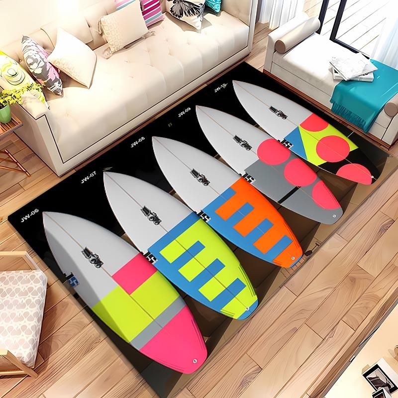 Surfboard Theme 3D Printing Large Area Carpet for Home Living Room Childrens Bedroom Mat Sofa Doormat Floor Rug Anti-slip Decor