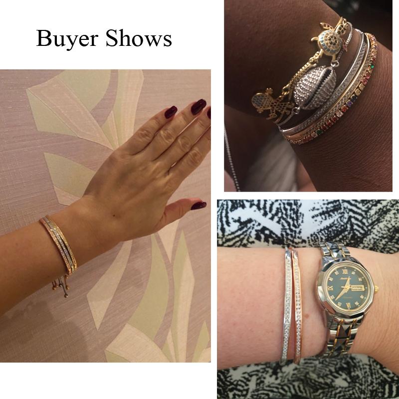 Zircons Adjustable Bracelet Bangle for Women Captivate Bar Slider Brilliant CZ Rose Gold Color Jewelry Pulseira
