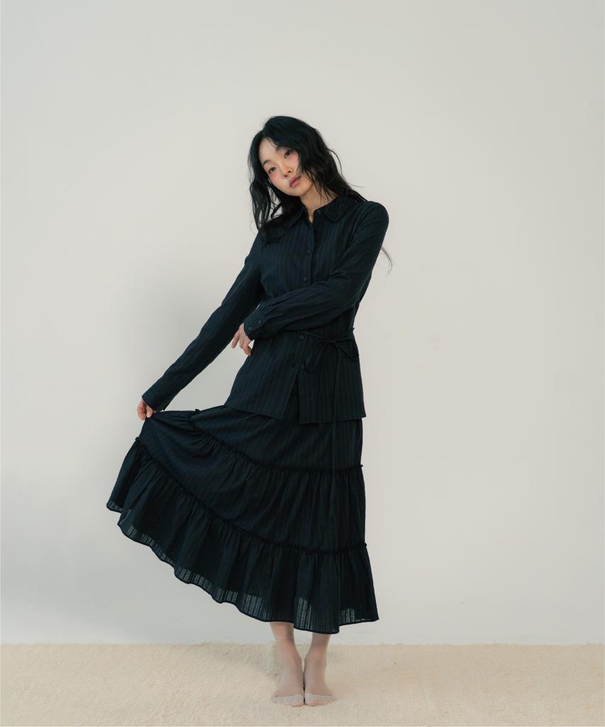 G Museum Jacquard Tiered Skirt (Black)