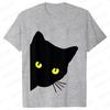 Funny Black Cat Unisex Tshirt Summer Harajuku Fashion Male Breathable Aesthetic Oversized Clothing Ulzzang Tees Graphic Y2k Tops