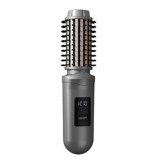 Cordless Hair Curling Iron Brush USB Rechargeable Travel Heated Round Brush 3-in-1 Fast Heating Thermal Brush Electric Hair Curling Wand Styling Tools