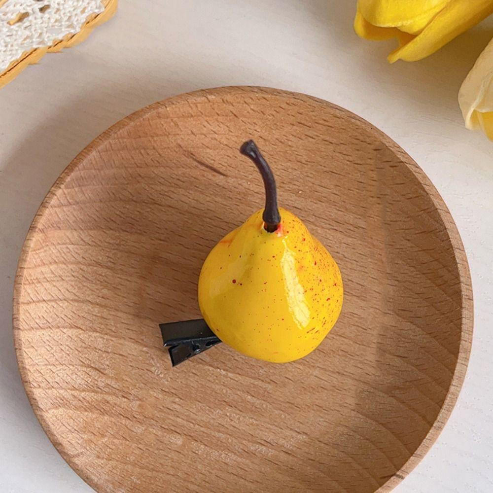 Lemon Cute Hair Clip Peach Simulation Fruit Hairpin Creative   Girls