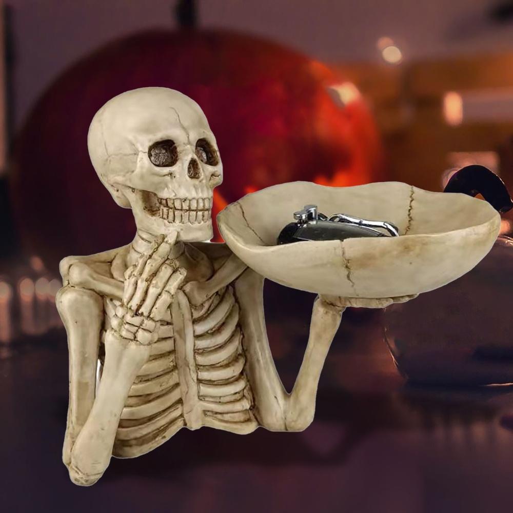Decorative Skeleton Storage Tray Storage Ornament Sculpture Statue The Personality Punk Skull Fruit Plate Resin Key Storage Tray