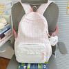 Schoolbag New Small Fresh Plaid Lace Backpack Women's Daily Versatile Large Capacity Going Out Commuting Student Schoolbag Backpack
