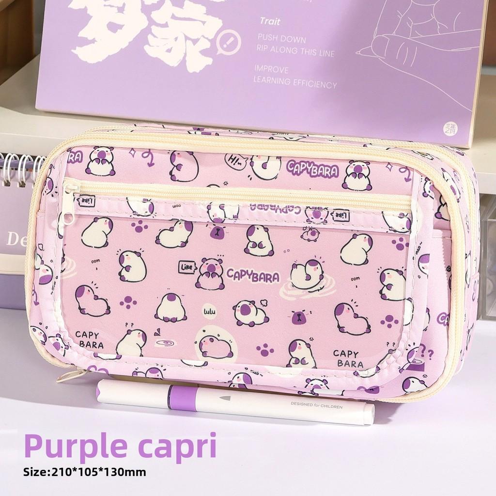 Capybara Fabric Pen Case With Large Capacity And Multi Functional Storage For Students And Office Use
