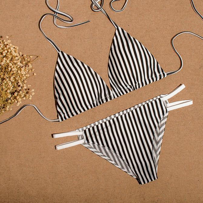 Hochwertiger Damen-Bikini-Set mit Streifen für stilvolle Strandmode und Spaß