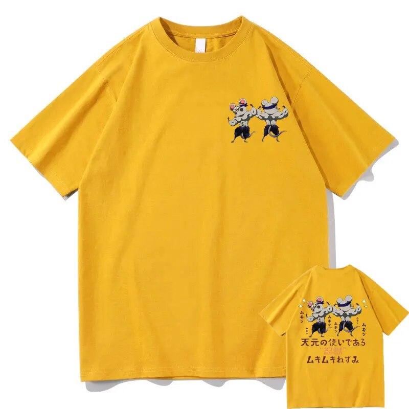 Anime Fun Cute Demon Slayer Uzui Tengen Funny Ninja Muscular Mouse Double Sided Graphic T-shirt Unisex Women Tshirt Unisex Streetwear
