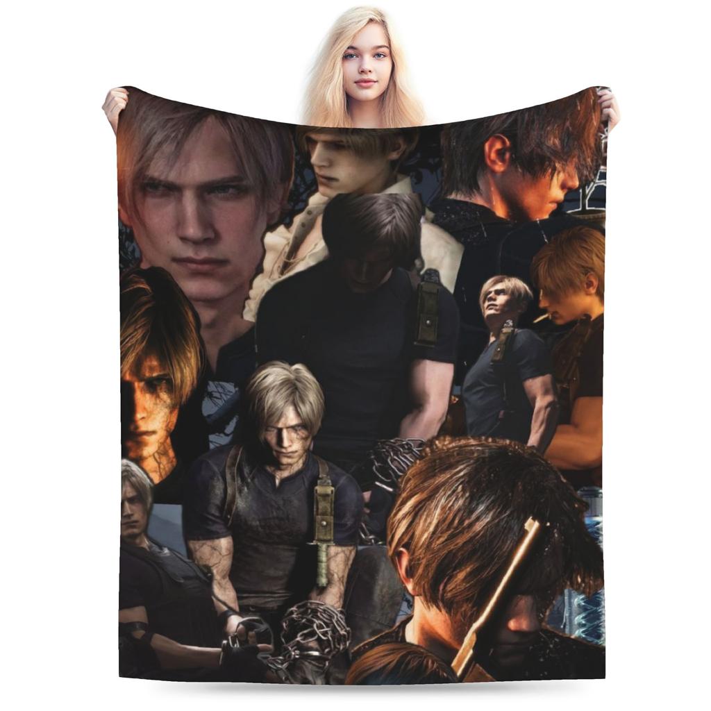 Leon Keneddy Residents Evils Print Blanket For Men Women Super Soft Warm Throw Blankets for Sofa 50x60 Inches Multiple Sizes