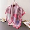 Geometric Color Block Simulation Silk High-end Large Square Scarf Silk Scarf Printed Shawl Decorative Scarf Sunscreen Scarf Headscarf Scarf