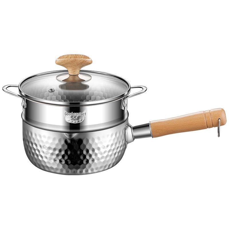 Cratiță Mică Yukihira din Oțel Inoxidabil Neacoperit – Oală pentru Mâncare de Bebeluși și Supă Ramen