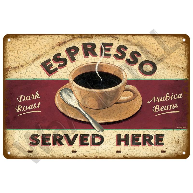 Vintage Tin Sign Plaque Metal Plate Wall Art Posters Metal Sign Retro Decor Coffee For Kitchen Bar Cafe Room Retro Iron Painting