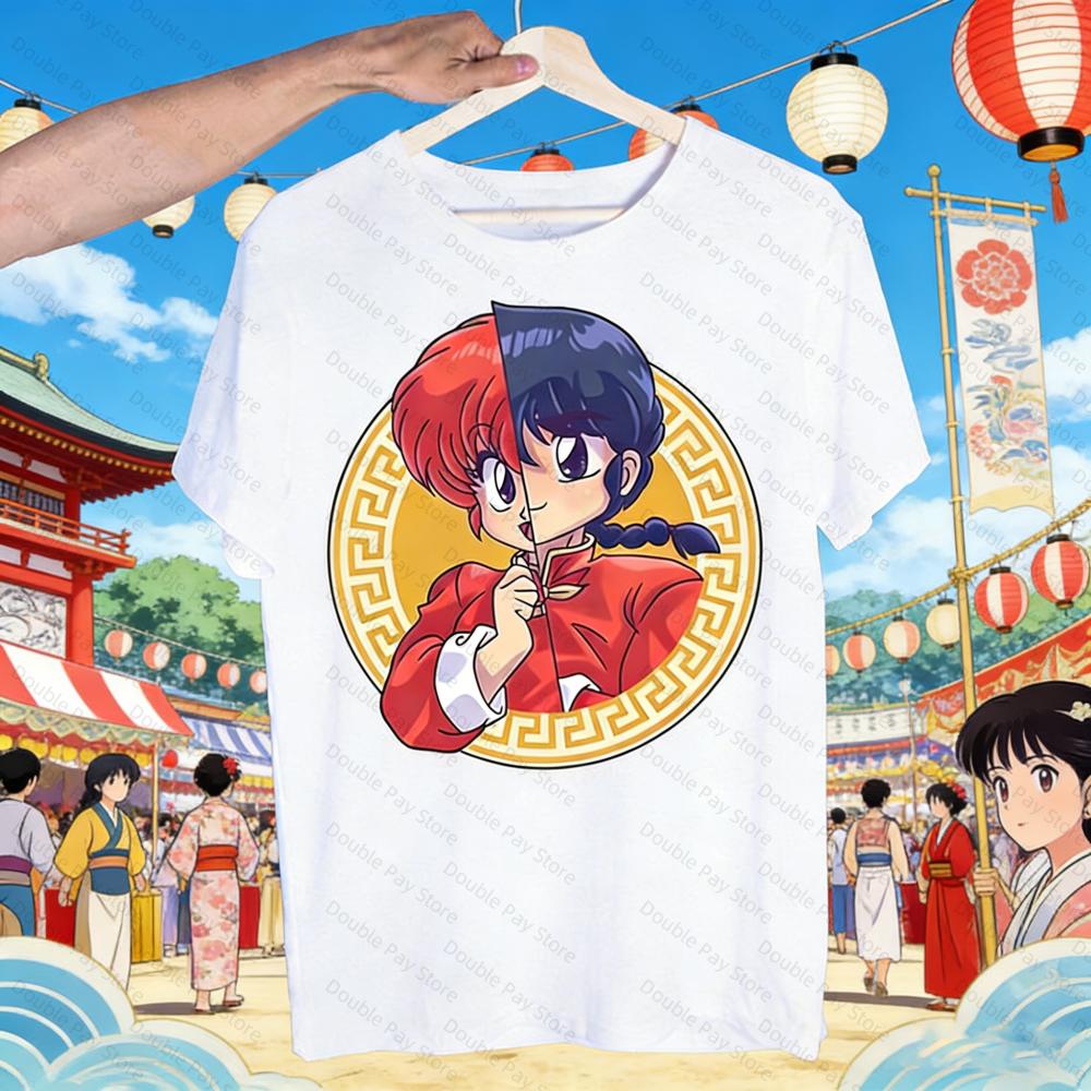 Vintage Ranma 12 Saotome TShirt Cotton Crew Neck Tee Casual Summer Tops for Unisexs Shirts Women tshirts Harajuku Kid Clothes
