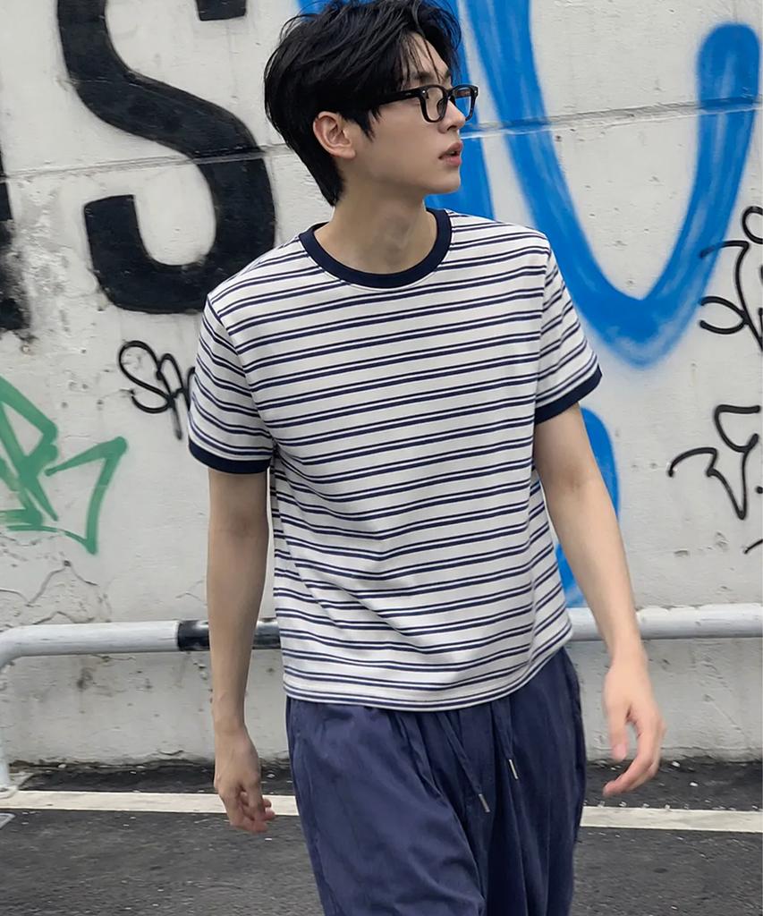Keuleogsi Striped Ringer T-Shirt Navy