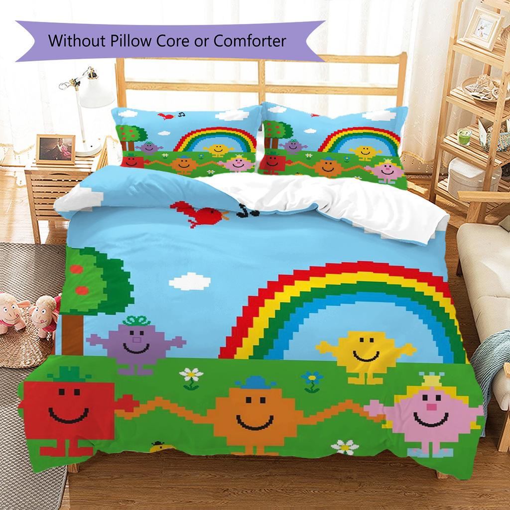 Sig. Biancheria da letto da uomo con motivo Little Miss, Set piumone, Copripiumone, Federa, Regalo di compleanno per la casa (1 * copripiumino + 2 * federa, senza nucleo)