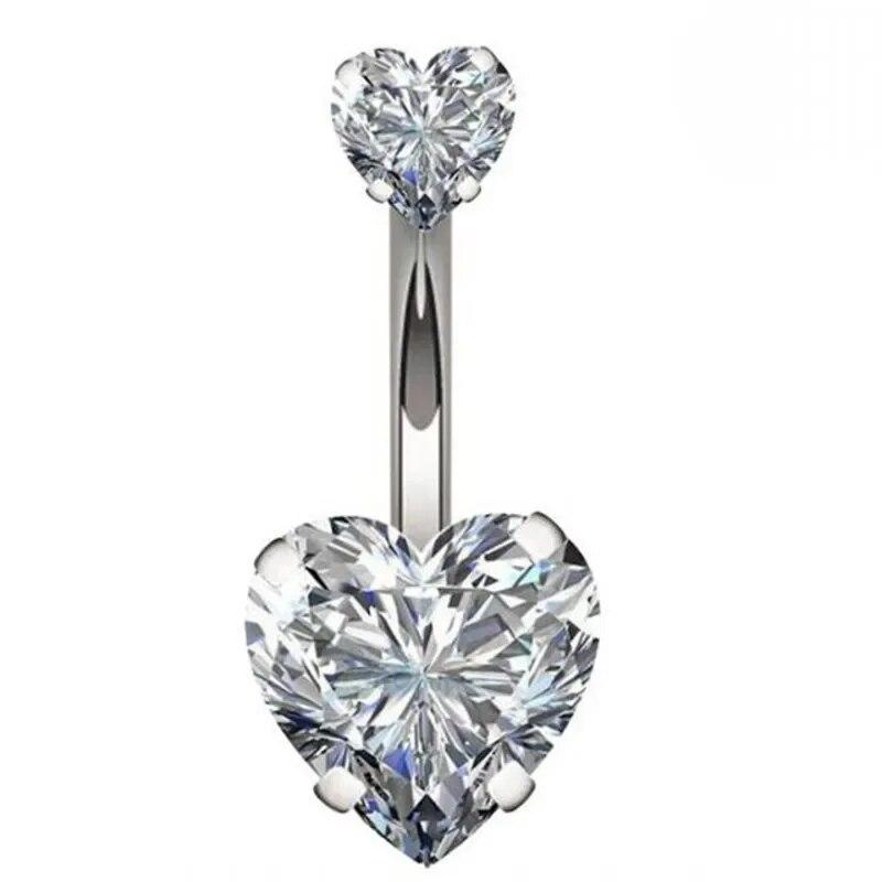 Leuke Roze Kristal Navel Ringen Chirurgisch Staal Navelpiercing Navel Nombril Piercing Buik Ring Sexy Hart Vrouwen Lichaam Sieraden
