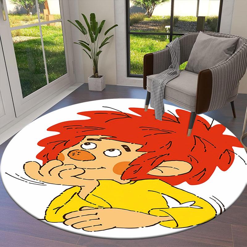 Meister Eder und sein Pumuckl Runder Teppich, Teppich für Wohnzimmer Schlafzimmer Sofa Spielzimmer Dekor, Rutschfeste Fußmatte