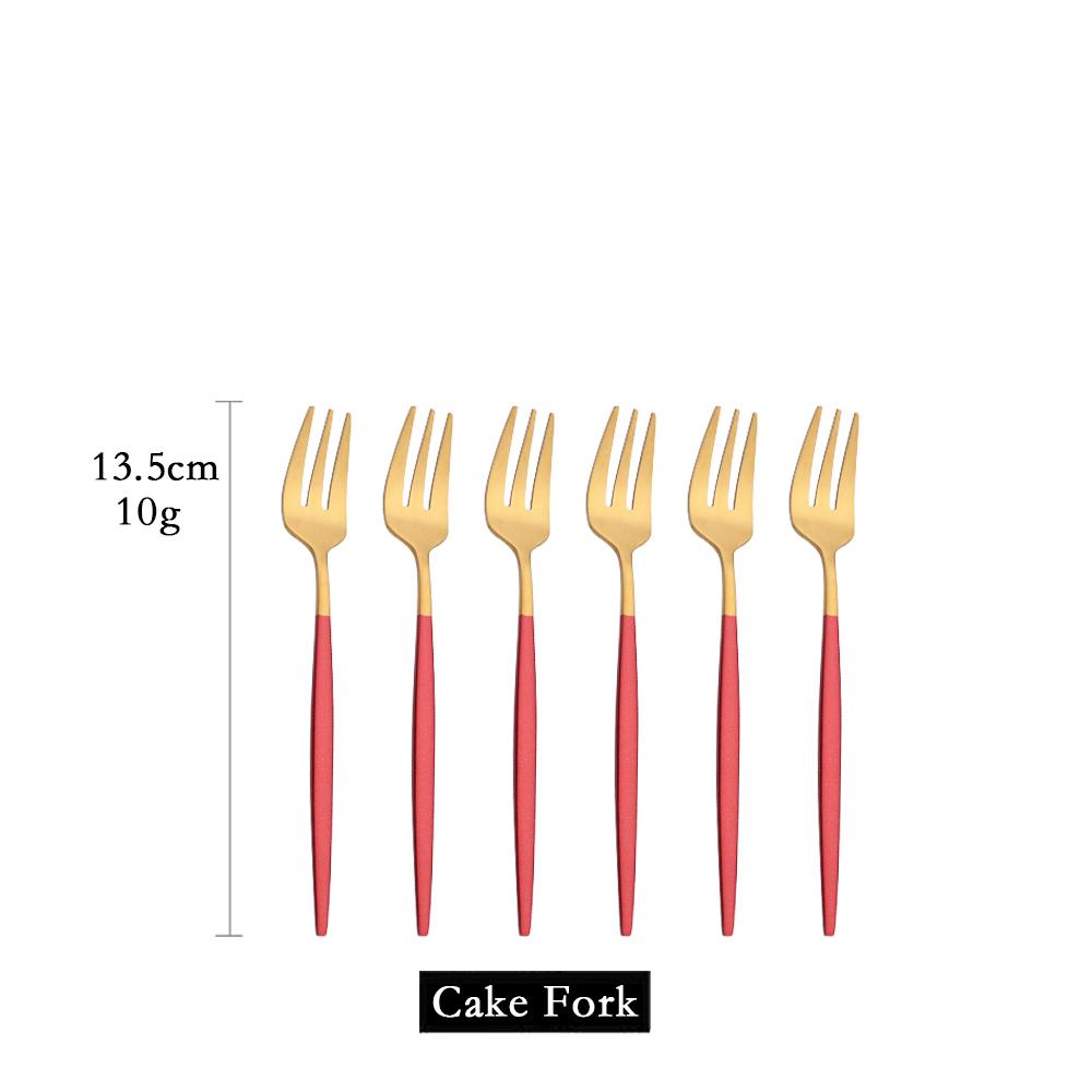 6 Stück/Set Gold Gabel Set Teekuchen Snack Gabel Tafelgeschirr Besteck Matt Edelstahl Tischgeschirr Dessert Obst Gabel Besteckset