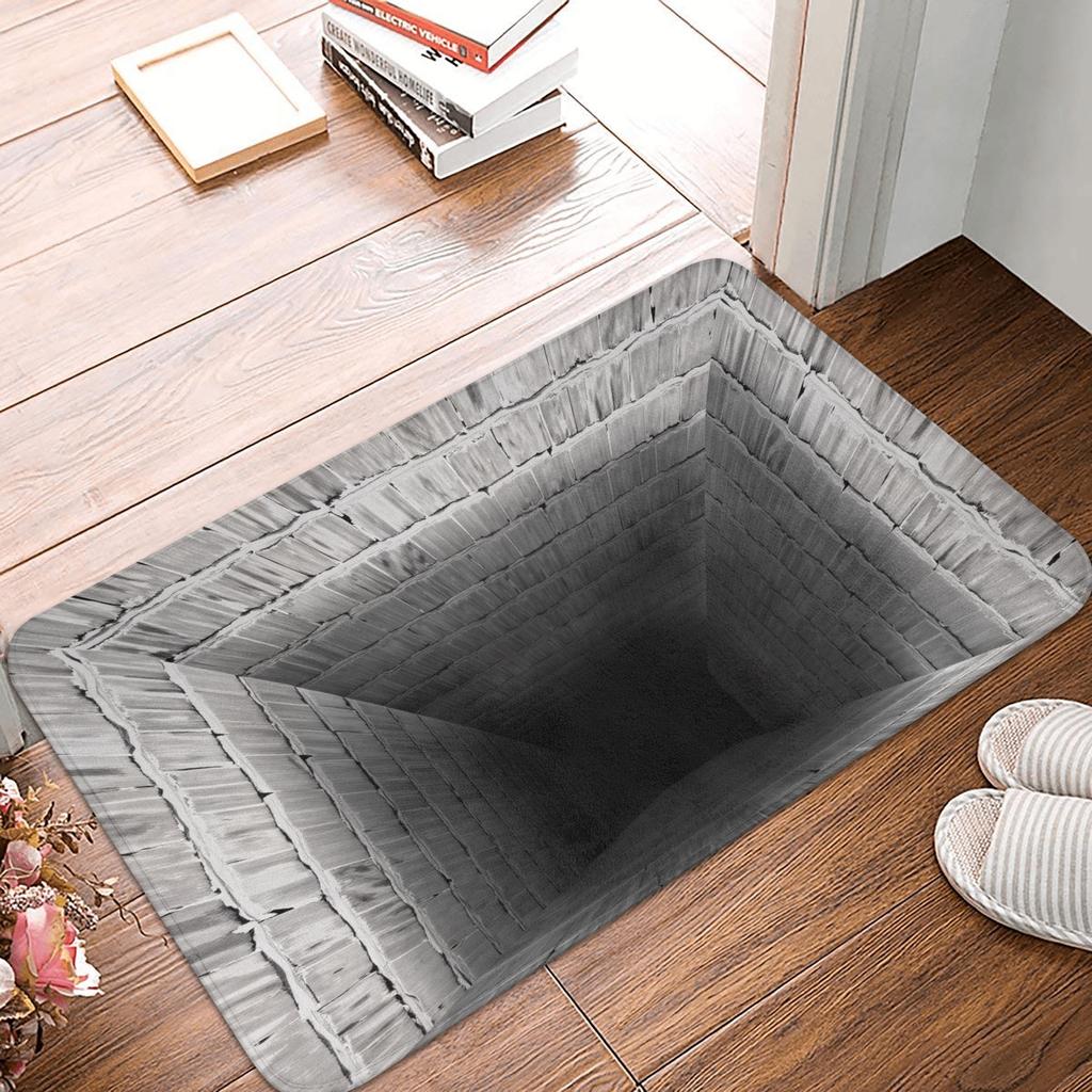 3D Trap Rock Deep Pit Pattern Doormat Mat Anti-Slip  Bath Kitchen Toilet Rug Carpet 40*60cm