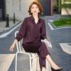 Elegant Summer Two-Piece Set: Wide-Leg Pants & Top for Middle-Aged Women