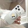 Magnetic Snap-on Phone Case With Mirror Stand IPhone 16 Pro 17 15 Max Korean Style Striped Hard PC Cover