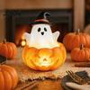 Indoor Halloween Tabletop Statue Cute Light Up Ghost Decoration, Small Night Light, Unique Shelf Decor Resin Table Decoration for Indoor, Kitchen