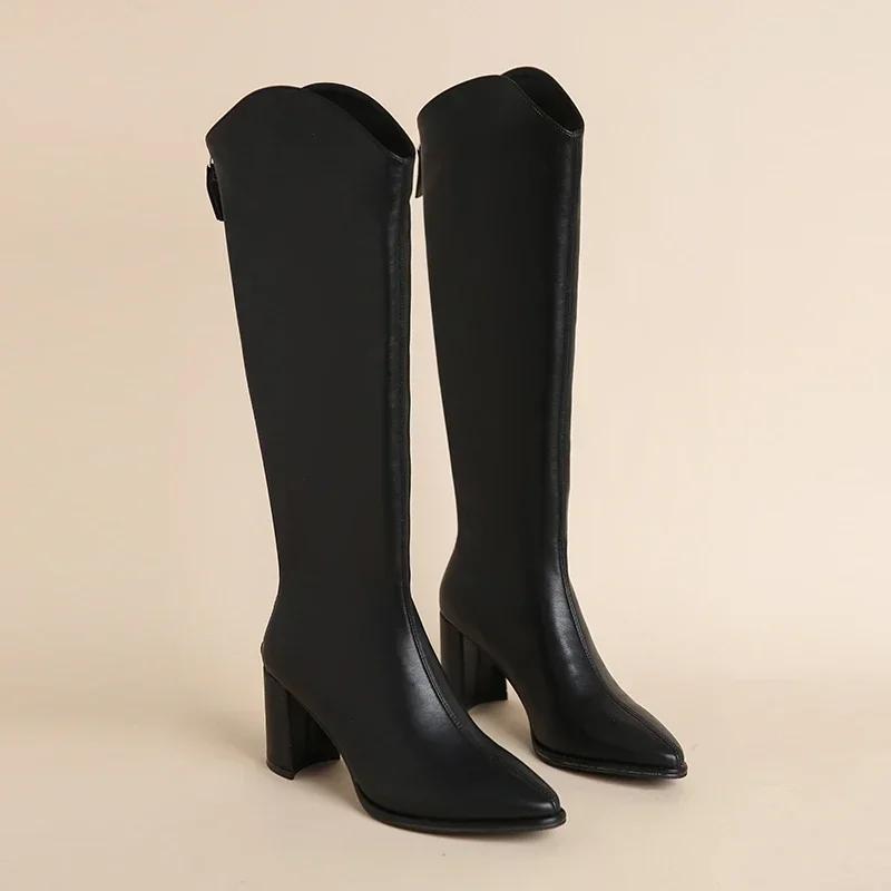 Fashion Long Tube Boots for Women 2025 New European and American Style High-heeled Back High Tube Plus Size Knight Boots for Women