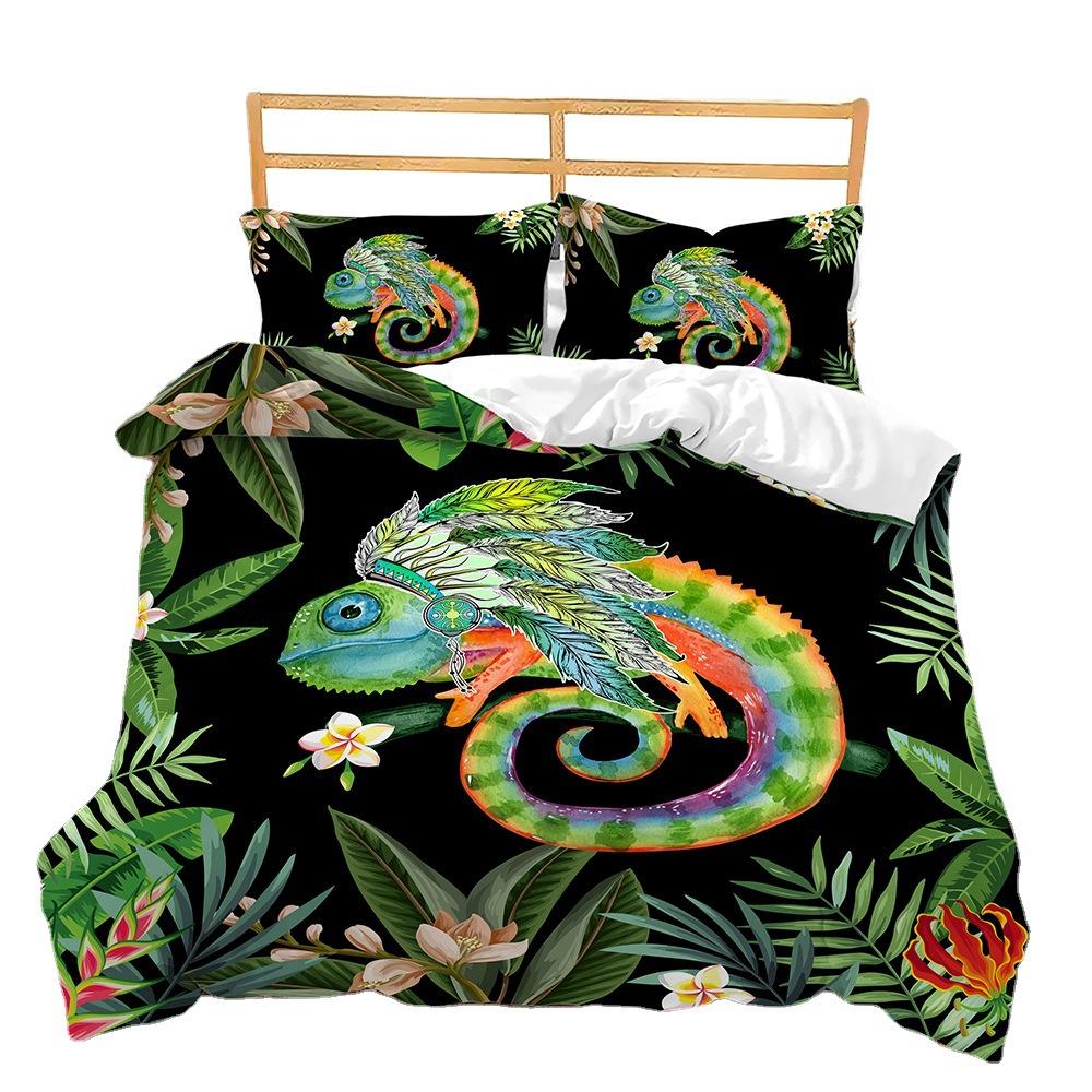 Lizard Animal Bed Three-Piece Quilt Cover 3D Digital Printing Kit