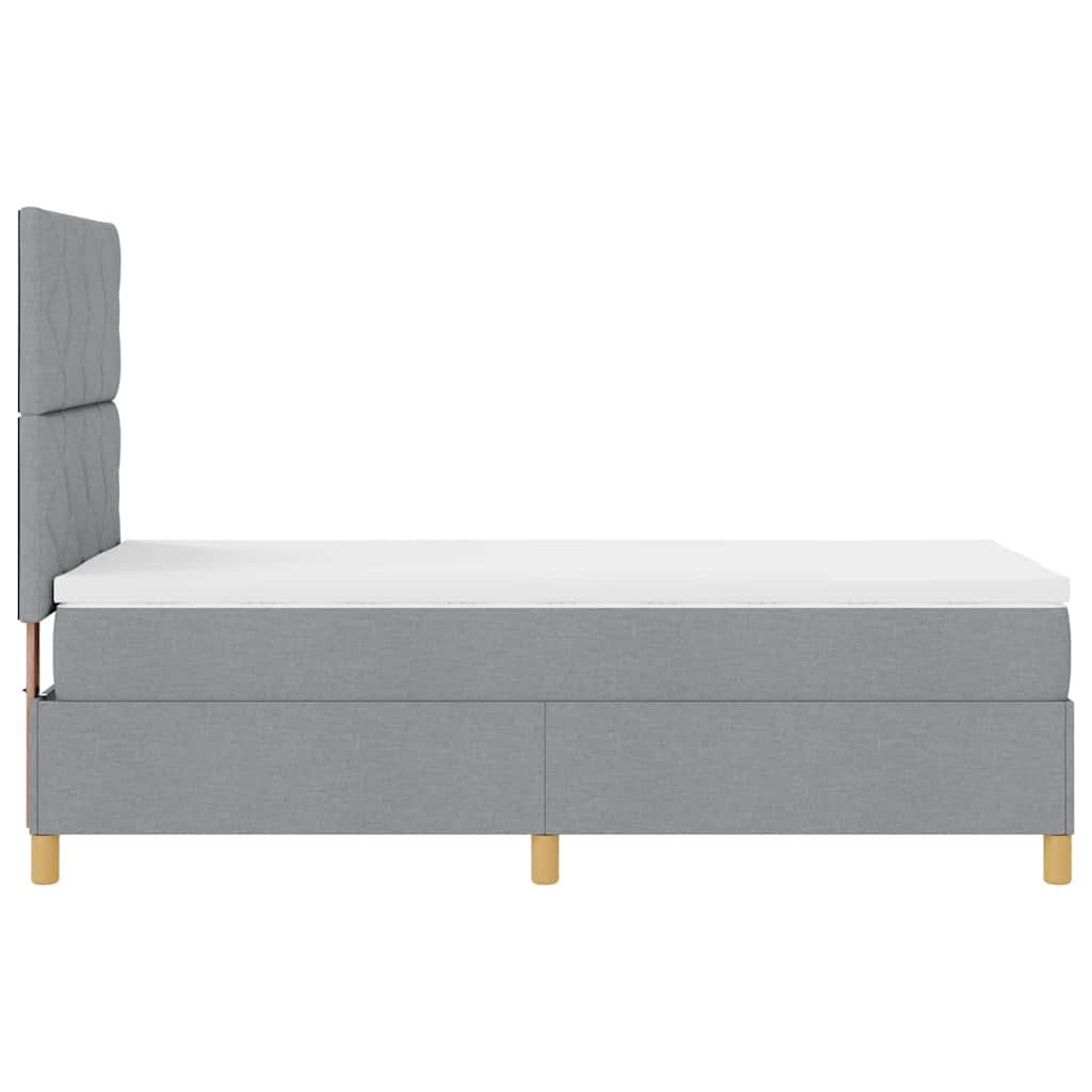 LED Box Spring Bed with Headboard Light Gray 90 X 190 Cm Fabric