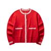Good Things Happen Series Solid Color Round Neck Cardigan Single Breasted Warm Casual Long Sleeve Knit Sweater Women Sweater Deep-Red 162518734-1