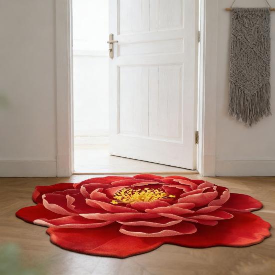 3D Visuell Blommatt Realistisk Blommig Golvmatta Halkfri Absorberande Badrumsmatta för Sovrum Vardagsrum Lekrum Entréinredning