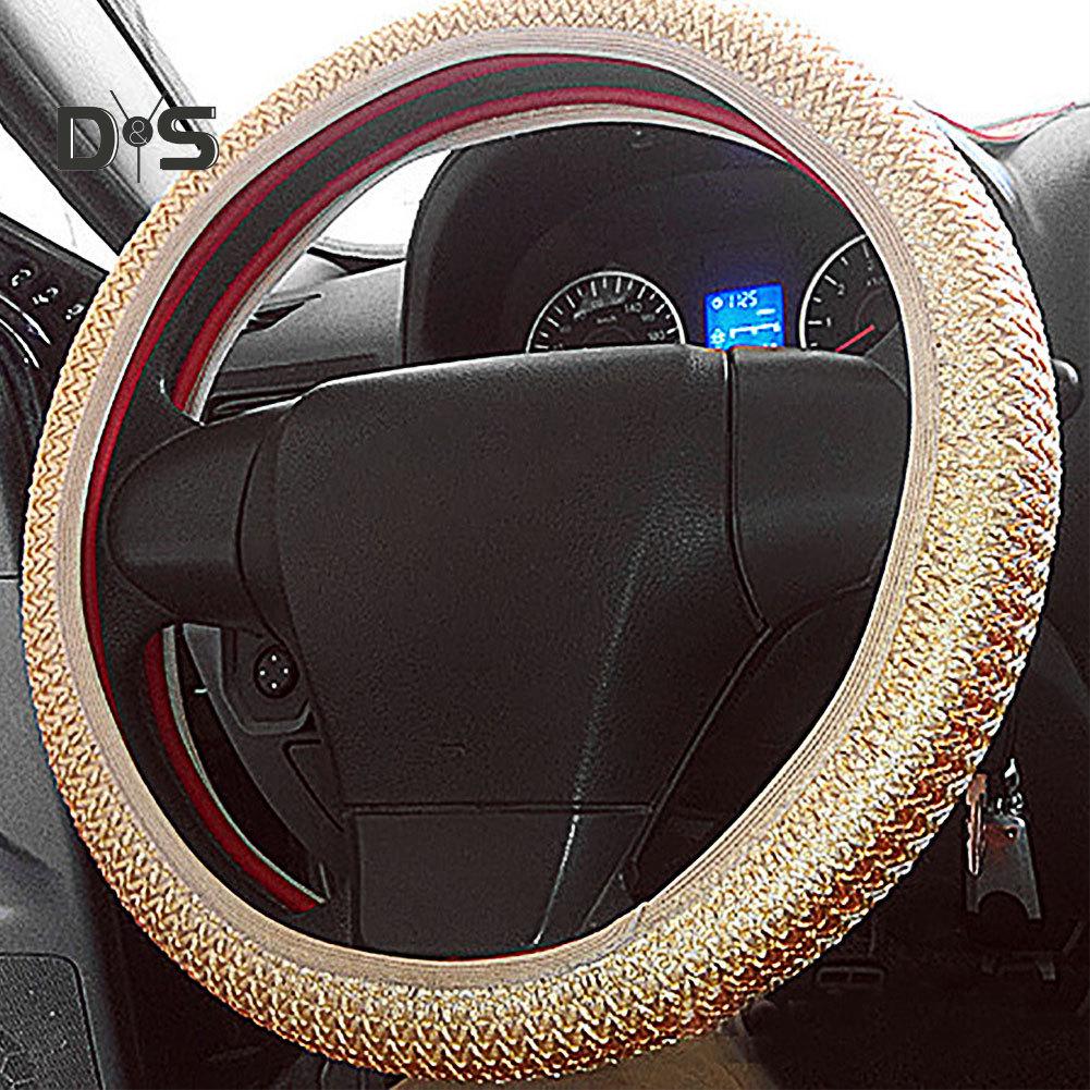 Car Accessories Summer Ice Silk Car Breathable Anti-Slip Steering Wheel Cover Guard Protector