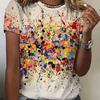 Elegantes, Modisches Und Frisches Blumenmuster Sommer Rundhals Damen Slim T-Shirt Sommer Lässig Vielseitiges Damen 2K Top