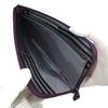 Inden Long Billfold Purple with Black Small Rose [Inden-ya] Wallet, A, L-shaped Zipper, Deerskin, Lacquer, Pattern, 2315-06-176