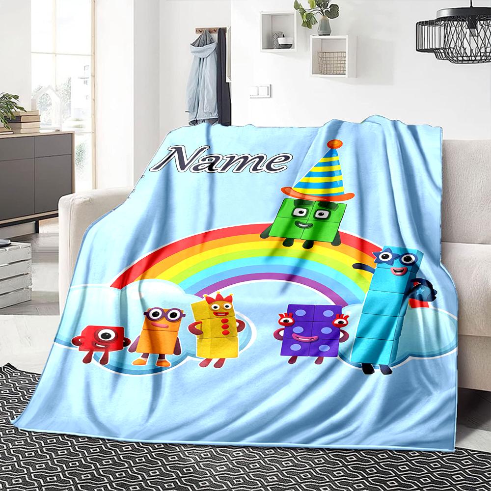 Custom Name City Colorful Cubes Party Blanket For Couch Bed Plush Cozy Fuzzy Blanket Super Soft Warm Blankets For Fall And Winter 0916152
