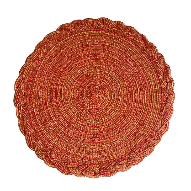 6PCS Round Braided Placemats for Dining Tables Woven Heat Resistant Table Mats for Dinner Parties Wedding Thermal Insulation Mat