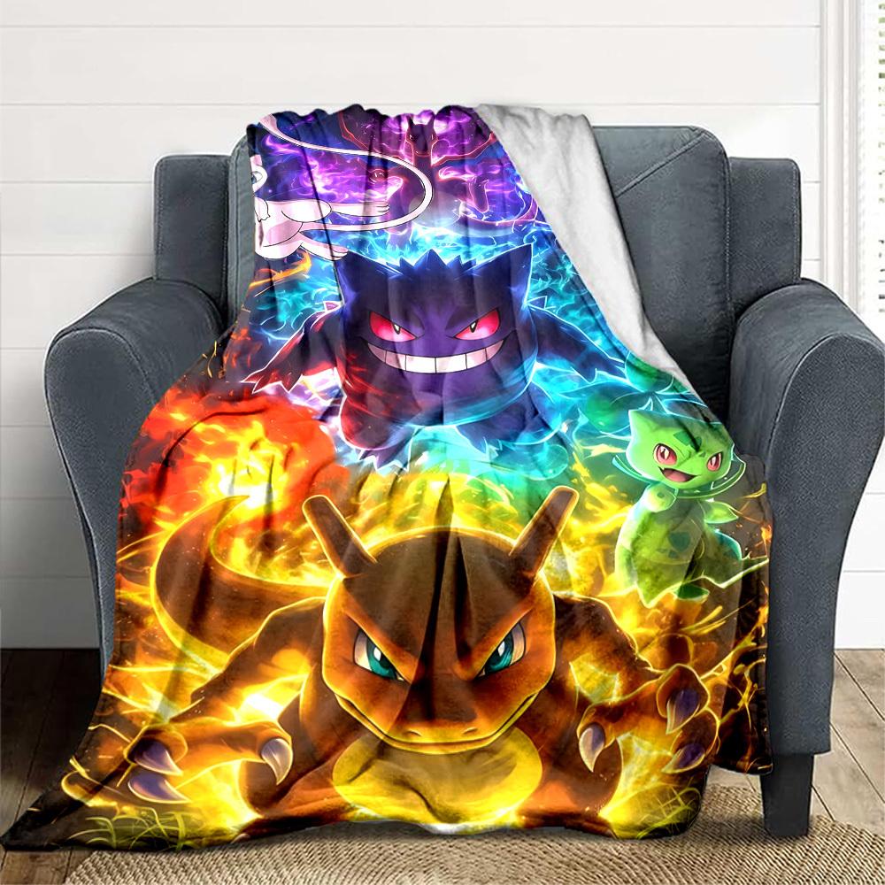 1 pièce Pokémon, Couverture en Flanelle Salamèche [Couverture Douillette Confortable] Pour Canapé, Lit, Voyage, Camping, Salon, Bureau, Canapé, Fauteuil, Et Lit