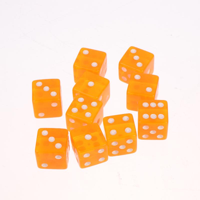 Acrylic Dice 10Pcs Transparent Color Square Corner White Dot Lightweight Portable Dice for Outdoor Camping Travel Board Game Time