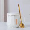Ceramic Coffee Mug with Lid and Spoon