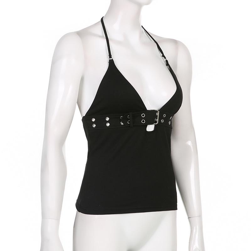 Street Style Djupt V-ringad HALTER Crop Top