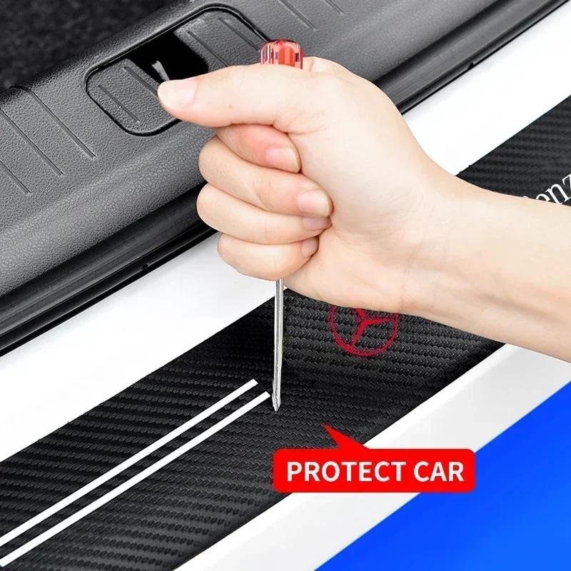 WVOSP1 Hot W204 C200 For Benz AMG Carbon Fiber Car Trunk Rear Bumper Sticker Guard Plate Protector For Mercedes Benz W212 W213 W205 W17