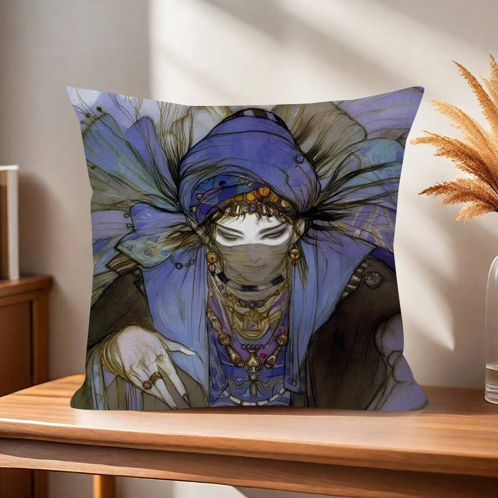 Painting YYoshitaka Amano Art Pillow Gift Home Office Decoration Bedroom Sofa Car Cushion Cover Case X
