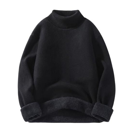 Heren Verdikte Coltrui Fleece Gevoerde Pullover Trui Warme Gebreide Lange Mouw Top Casual Losse Pasvorm voor Thuis Kantoor Streetwear
