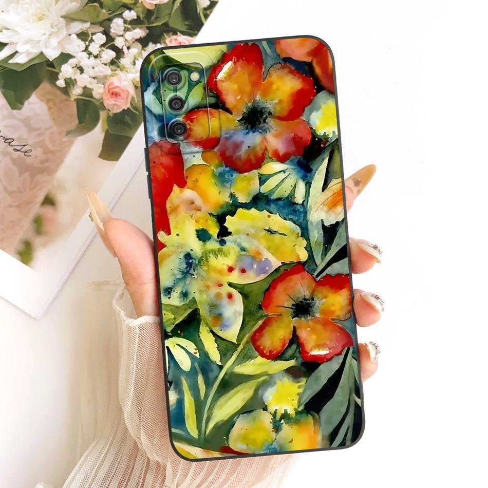 For Samsung Galaxy A03s Cute Cat Flower Cartoon Phone Case For Samsung A03S SM-A037G Shockproof Soft Silicone Covers Bumpers