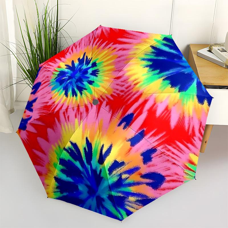 1pc Tie-Dye Patterns Automatic Open/Close Umbrella Compact Folding Umbrella, All-Season Portable Umbrella for Women/Men F1124334